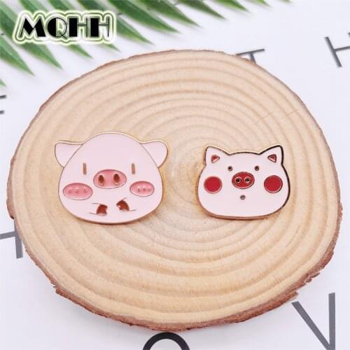 Cartoon Cute Animal Pig Enamel Pins Piglet Emoticon Sweet Alloy Brooch Badge Accessories Woman Jewelry Gift For Friends