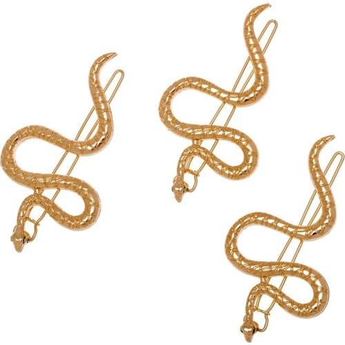 Hot Metal Crystal Snake Hairpins Snake Shape Bobby Pins Punk Gold Tone Animal Hair Accessories Hairpin Gift Vintage Hair Jewelry