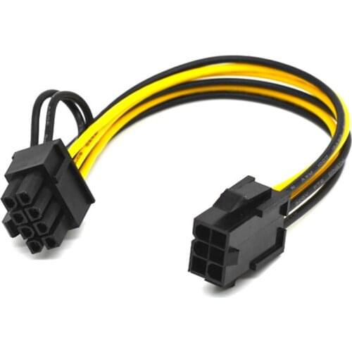 10pcs PCI Express 6 Pin to 8 Pin Adapter Cable PCIe 8 Pin Male to 6 Pin Female Graphics Video Card Power Cable 8 inch