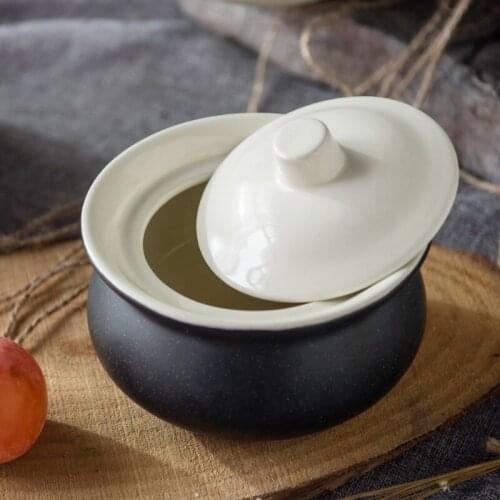 650ml cooking pot Stew oil tank Ceramic oil tank with cover Large chili oil tank Stew in water for single confinement meal pots