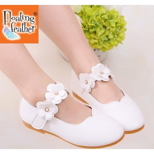 1-11 year Leather Girls Shoes Flowers Party Shoes For Baby Princess Shoes for Kids Children Flats Dress Shoe White Sandal MCH017