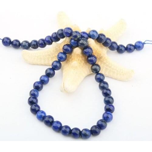 Round Natural Stone Beads Lapis lazuli for Jewelry Making Beadwork DIY Bracelet Necklace Size 4/ 6/8/10/12mm