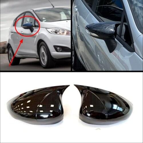 For Ford Fiesta 2008-2017 2 Pieces High Quality ABS Plastic Bat Style Mirror Covers Caps RearView Mirror Case Cover Piano Black