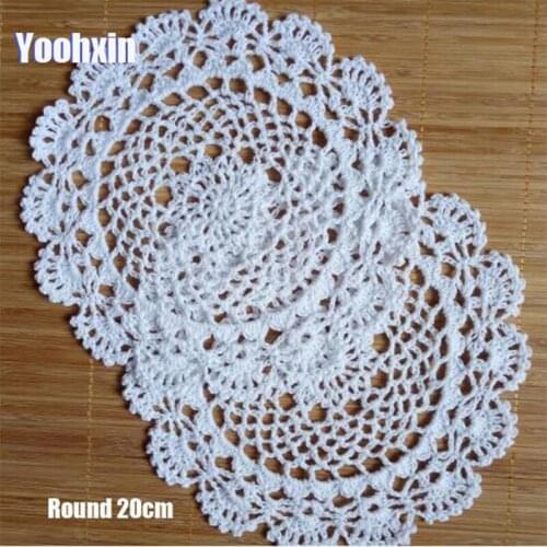 HOT Round cotton lace placemat cup coaster mug dining kitchen coffee table place mat cloth Crochet doily tea Christmas drink pad