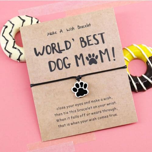 Worlds Best Dog Mum Bracelet Dog Cat Paw Charm Red Rope Thread String Bracelet Dog Jewelry Gift for Dog Mum Dog Lover