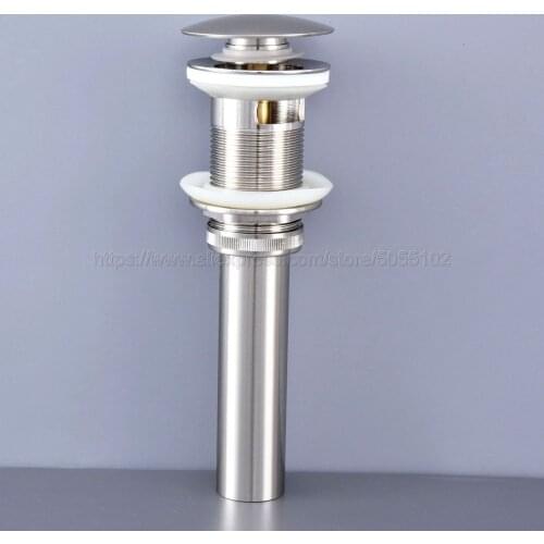 Brushed Nickel Bathroom Lavatory Faucet Vessel Vanity Sink Pop Up Drain Stopper With Overflow Accessories zsd071