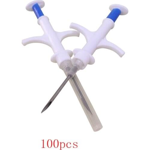 134.2 Khz Dog Microchip 1.4x8mm Pet RFID Chip Glass Transponder Kitten Puppy Id Registration Tag with Plastic Injector Unit X100