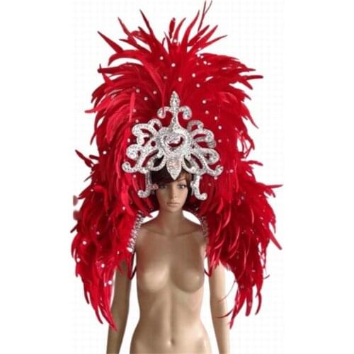 Multi colors sexy girls generation dancewear clothes modern party carnival dance female singer feather bra costumes for women
