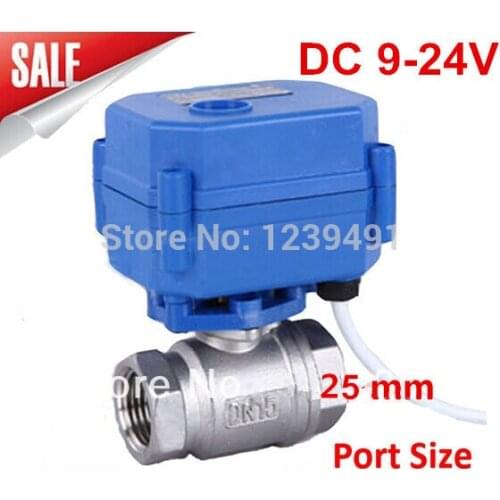 Motorized Ball Valve 1" DN25 DC9-24V 2 way Stainless Steel 304 Electric Ball Valve ,CR04 Wire