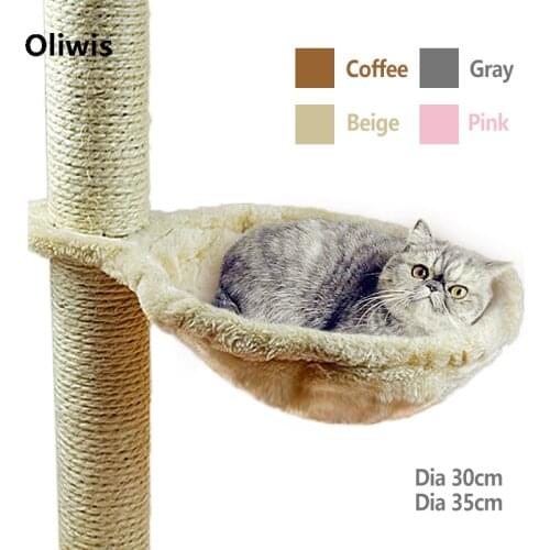 Soft Cat Hammock Install On Cat Tree Cat Sleeping Kennel Hanging Thick Plush 4Colors Big Capacity Dia 30cm/35cm Pet Bed Big Cat