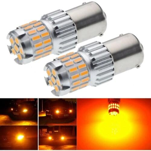 NEW-2 x 1156 Amber 7506 P21W LED Bulbs BA15S Yellow Front Rear Turn Signal Lights