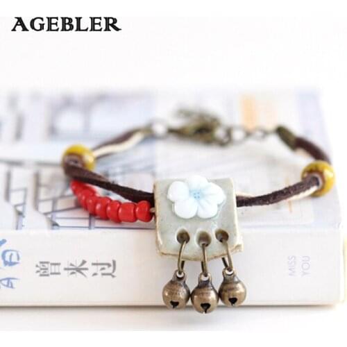 New Hot Handmade Ceramic Jewelry Women Bracelets & Bangles Boho Style Bracelet with Bell Fashion Small Accessories Girl Gift