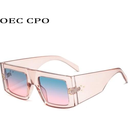 OEC CPO Fashion Steampunk Goggles Women Sunglasses Vintage Clear Pink Square Glasses Female Punk Uv400 Eyewear Men Shades O753