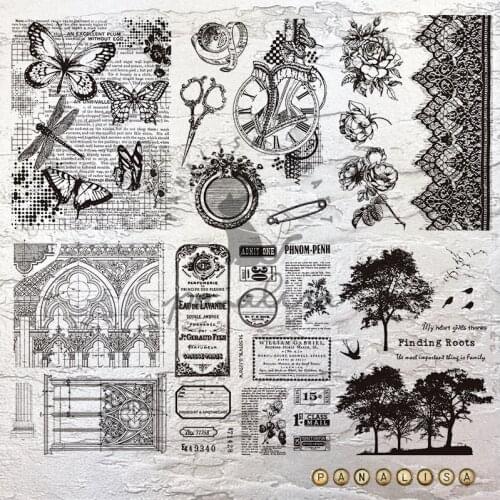 Panalisacraft 6 style vintage Transparent Clear Silicone Stamps for DIY Scrapbooking/Card Making/Kids Crafts Decoration Supplies