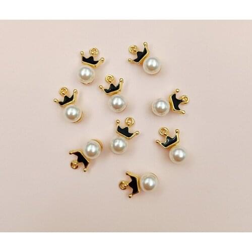 10 PCS 12x18mm Metal Alloy Enamel Imitation Pearl Charms Pendant DIY Accessories For Jewelry Making