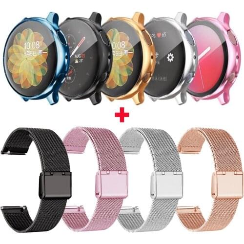 20mm Strap For Samsung Galaxy Watch Active Case Screen Protector Film Bracelet Galaxy Active 2 40mm 44mm Watch Band Belt Cases
