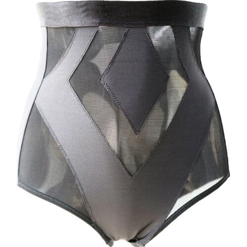 Silicone Anti-Slip Brief High Waist Panties Slimming Pant Push Up Brief Sexy Black Lingerie Womens Underwear BS005