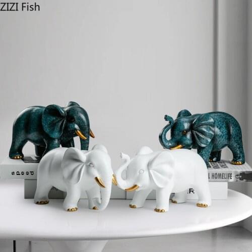 Modern Simulation Animal Sculpture Resin Decor Office Figurines Cute Cartoon Baby Elephant Crafts Home Decoration Wedding Gifts