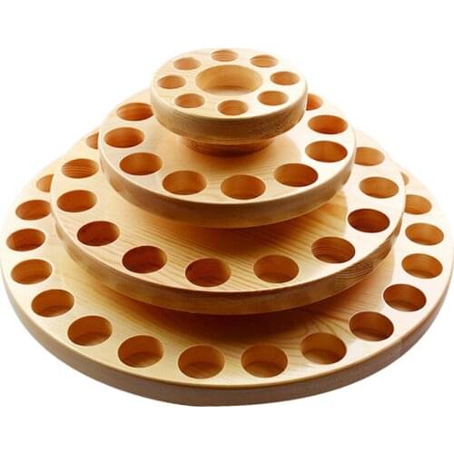 Natural Wood Essential Oils Aromatherapy Perfume Display Rack Stand Shelf Holder