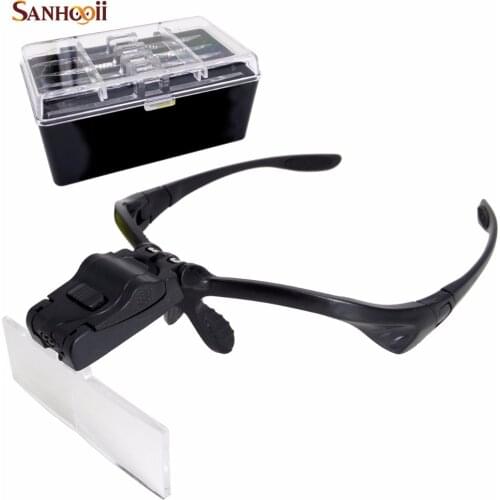 LED Headband Loupe Magnifier Glass For Handicrafts Fake Eyelash Tattoo Manicures Makeup Care Electronics Handicrafts Repair Tool