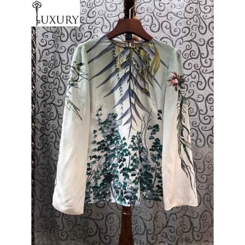 Designer High Blouse Quality 2020 Spring Summer Tops Women Ethnic Prints Long Sleeve Casual Vintage Top Shirt Female