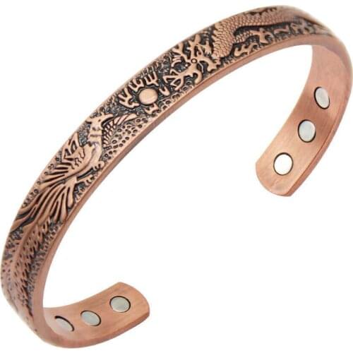 SIZZZ Magnetic Pure Copper Bracelet Femme 9.5 mm Vintage Energy Magnetic Copper Bracelet Adjustable Bracelet for Women