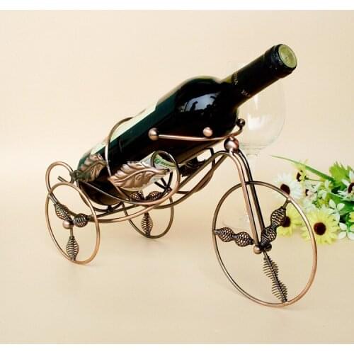 1PC 2 colors Iron spring wine rack European wine holders tricycle personality table ornaments metal wine holder J2064