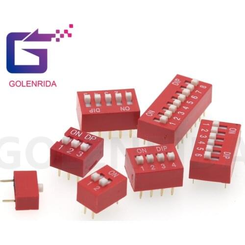 10PCS DIP Switch 1/2/3/4/5/6/8 bit Way 2.54mm Toggle Switch Red Snap Switch 1bit 2bit 3bit 4bit 5bit 6bit 8bit