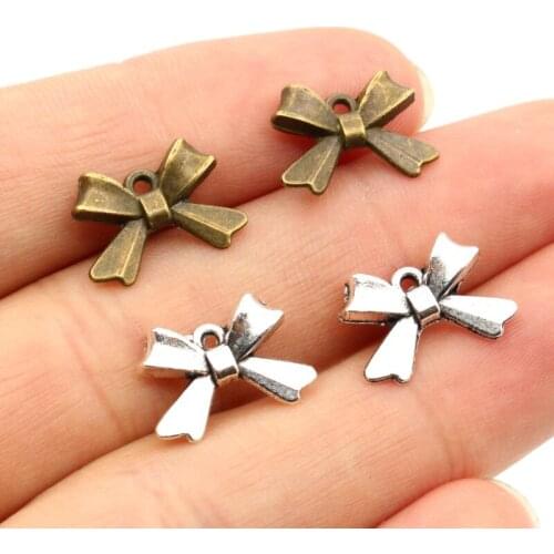 15x10mm 30pcs Antique Silver Plated Bronze Bow Tie Handmade Charms Pendant:DIY for bracelet necklace