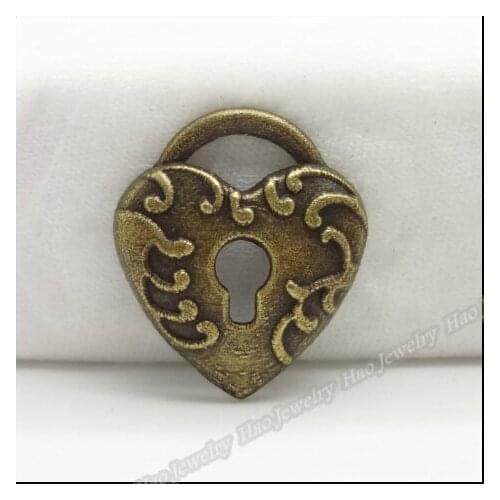 16pcs Vintage Ancient Heart Lock zinc alloy charms pendant suitable for DIY Bracelet Necklace metal jewelry accessories