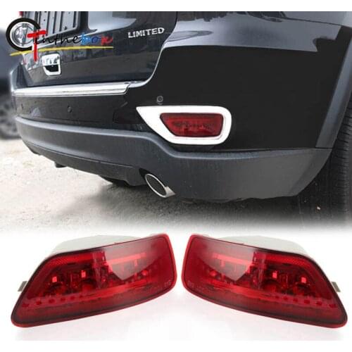 GTinthebox 2pcs Red Rear Reflector Fog Lamp Brake LED Lights Fit For 2011-2015 Jeep Grand Cherokee