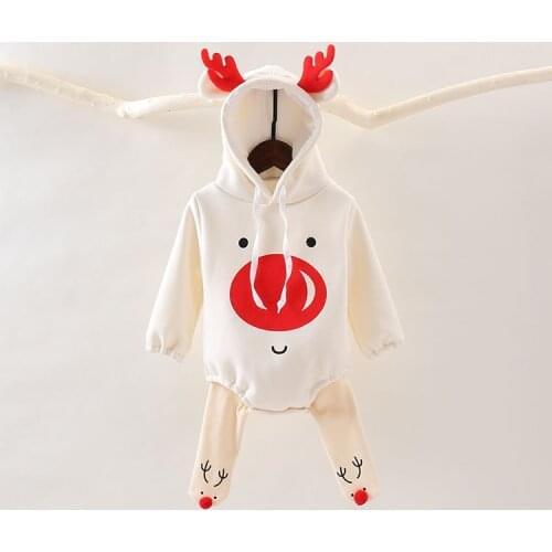 2021 New Cute baby Newborn Baby Princess Girl Clothes Long Sleeve Hoddies Deer Photo Romper Clothes Autumn Winter Wear 0-18m