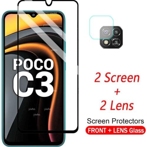 4 in 1 mi POCO C3 Tempered Glass For Xiaomi POCO C3 Screen Protector Protective Glas Ksiomi Xiami POCO C3 C 3 Pelicula de vidro