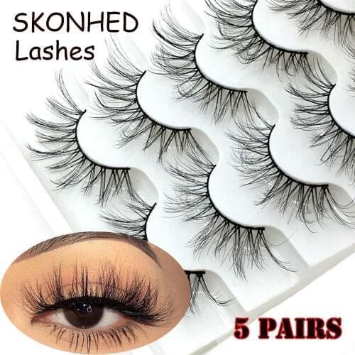 5 Pairs 3D Faux Mink Hair False Eyelashes Natural Long Full Volume Wispies Classic Handmade Eyelashes Extension