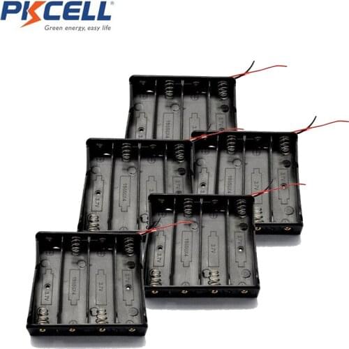 5PC PKCELL 18654 4slot 18654 Battery Storage Box With Wire Lead Power Battery Storage Case DIY Batteries Clip Holder Container