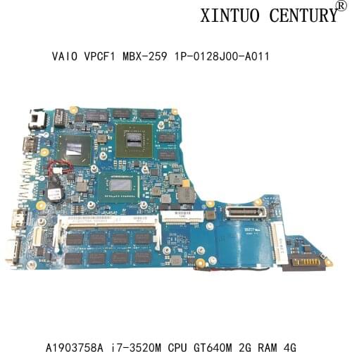 A1903758A For Sony VAIO VPCF1 MBX-259 Laptop motherboard 1P-0128J00-A011 w/ i7-3520M CPU N13P-LP-A2 2G GPU 100% tested working