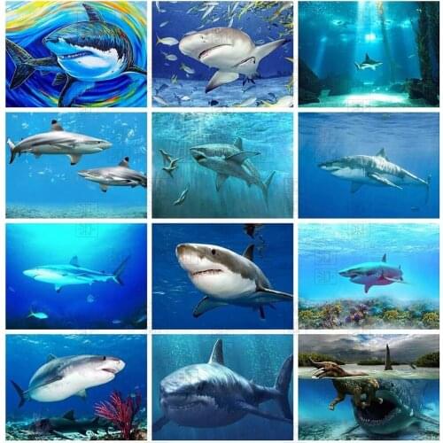 Diamond Painting Shark Cross Stitch Kit 5D Diy Full Square Diamond Embroidery Animal Underwater World Handicraft Home Decor Gift