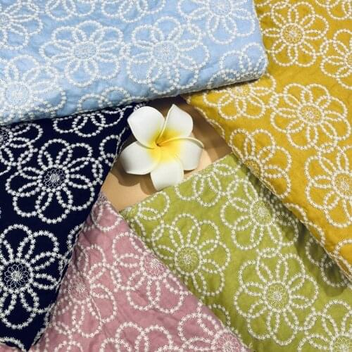 White Floral Embroidered Cloth Womens Summer Cotton Cloth Cotton Floral Fabric5Colors