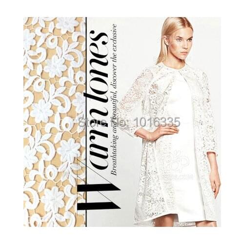 120CM Width White guipure lace fabric african cord lace for Wedding lace dresses