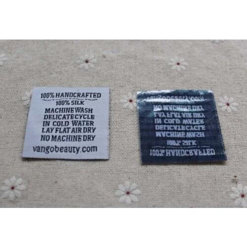 Big size custom logo wash specification pillow iron on label, glue heat on labels, black in grey sticker main tag labels