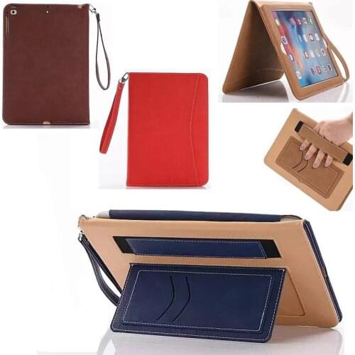 Hand Strap Rope Cover Stand PU Leather Magnet Auto Wake Up Sleep Case Card Slot Funda For Apple iPad 9.7 2017/Air/Air2/Pro 9.7