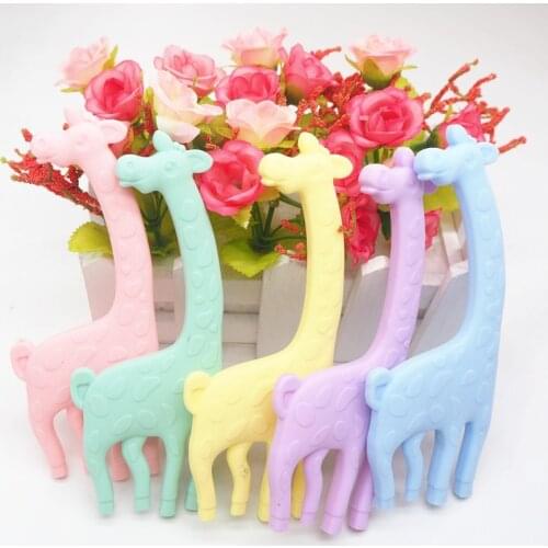 Chenkai 1pc Silicone Teether DIY Giraffe Fox Ice Cream Baby Chewing Nursing Pendant Infant Jewelry Sensory Toys BPA free