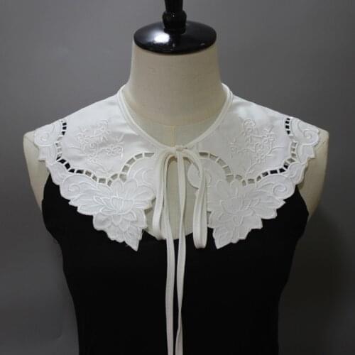 Floral Embroidered Fake Collar False Shirt Collars Detachable Collar Tether Closure Trendy Summer Dress Adornment