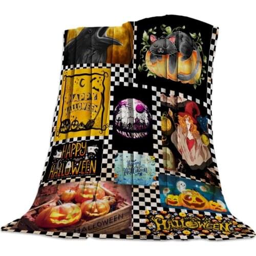 Halloween Grimace Haunted Mansion Bed Cover Blankets Flannel Travel Fleece Throw Wrap Hypoallergenic Improve Sleep Anti-Allergy