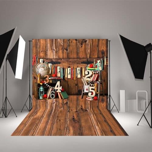 Brown Wooden Wall Back to School Backdrop Preschool Baby Child Portrait Photography Background for Photo Studio Props