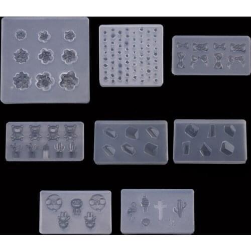 Flower Gemstone Bowtie Bear Resin Mold Epoxy Resin Casting Mold Nail Art Craft Dried Flower Resin Decorative DIY Hand Crafts