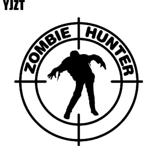 YJZT 15*15CM Interesting ZOMBIE Hunter Motorcycle Car Sticker Decal Black/Silver Vinyl S8-1235