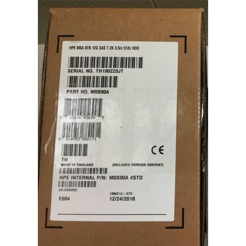 M0S90A 813866-001 HPE MSA 8TB 12G SAS 7.2K 3.5inch 512e HDD Original box packaging