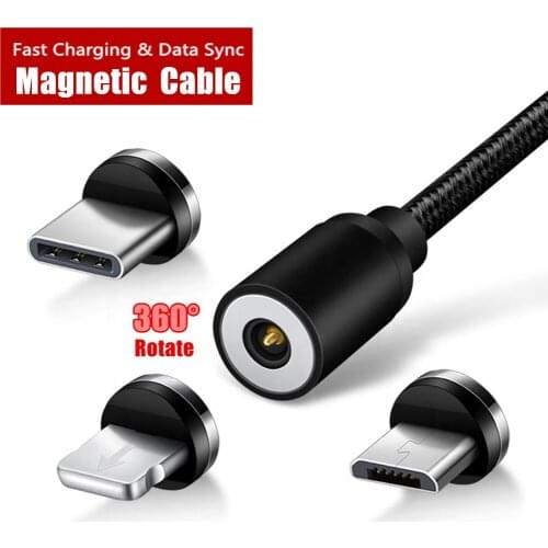 Top Fast Charging magnetic Cable For iphone/Micro USB/Type C Charger Adapter Plug For iphone 6 7 8 x for samsuny s10 Redmi 4 5 6