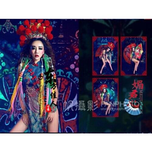 Meijunxin Sexy Cheongsam Qipao Chinese Opera Costume 2014 Photography Costume for Women Plate Beauty Series